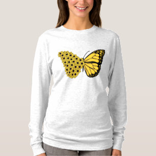 T-shirt chemise papillon tournesol vintage femme monarque
