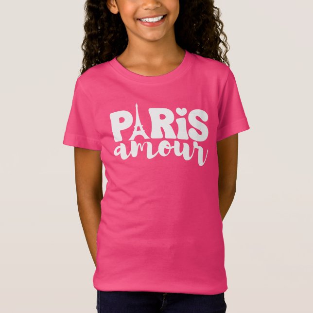 T-Shirt Chemise Paris Amour pour enfants (Devant)