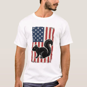 T-shirt Chemise patriotique écureuil drapeau américain vin