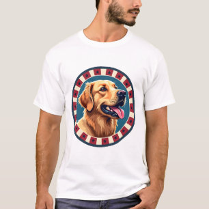 T-shirt Chemise Patriotique Golden Retriever Circle Burst