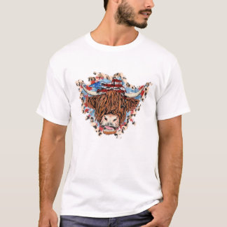 T-shirt Chemise Patriotique Highland Cow, Chemise American