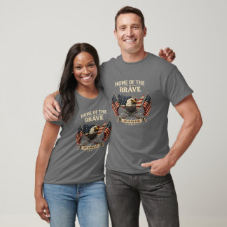 T-shirt Chemise Patriotique Home of the Brave Drapeau USA
