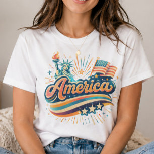 T-shirt Chemise Patriotique Rétro Américaine