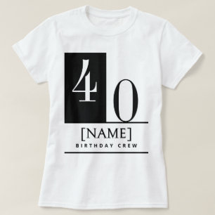 T-shirt Chemise personnalisée avec nom et âge, Crew noir e