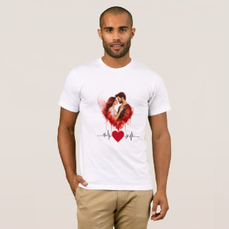T-shirt Chemise personnalisée couple aquarelle romantique