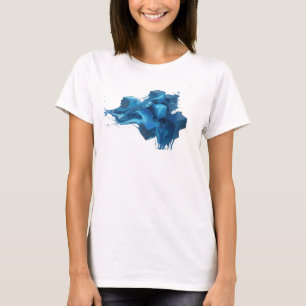 T-shirt Chemise personnalisée cubes abstraits bleus élégan