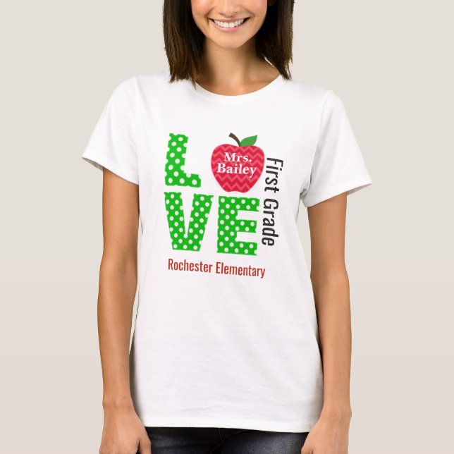 T-shirt Chemise personnalisée de professeur d'amour (Devant)