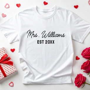 T-shirt Chemise personnalisée Mme Nom de famille Mariée Fe