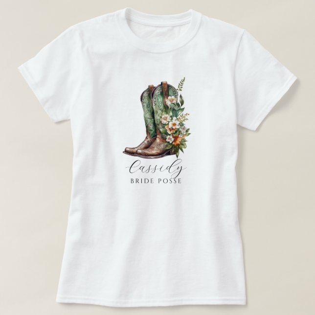 T-shirt Chemise personnalisée Posse de mariée de poule Flo (Design devant)