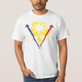 T-shirt Chemise philippine de drapeau du style V