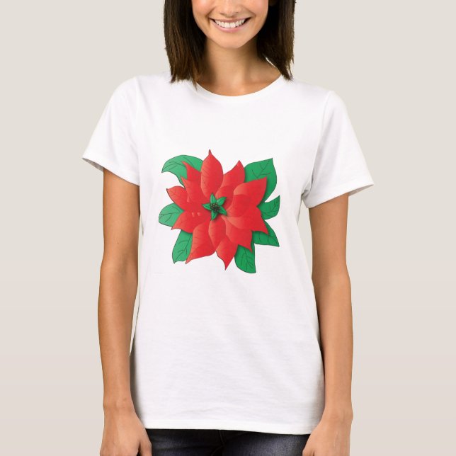 T-shirt Chemise Poinsettia de Noël (Devant)