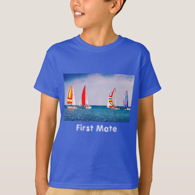 T-shirt Chemise pour enfants Premier Matelot de voilier (Devant)