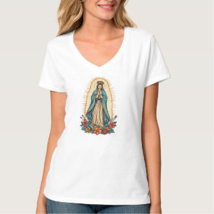 T-shirt Chemise pour femme avec encolure en V de la Vierge