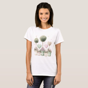 T-shirt Chemise pour femmes Fleurs pastel aquarelle rose v