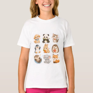 T-shirt Chemise pour filles motif collection d'animaux