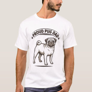 T-shirt Chemise Pug Papa Gravure Vintage Design Papa Chien