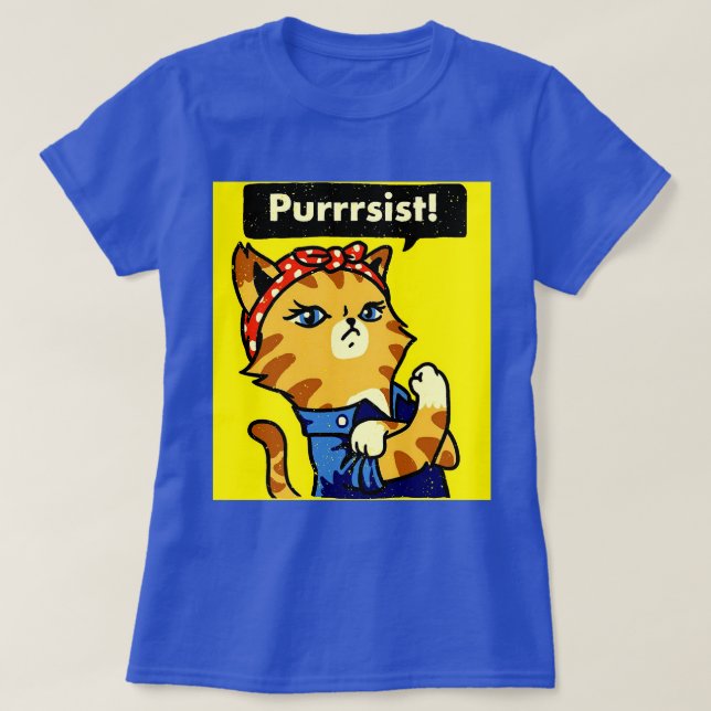 T-shirt Chemise puriste, Pursist chat, pursist chat (Design devant)