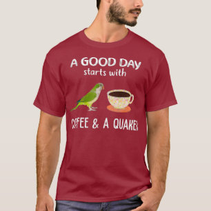 T-shirt Chemise Quaker Vert Bonne Journée Avec Coffee Qua