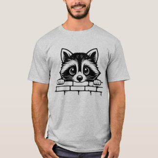 T-shirt Chemise Racoon Sur Mur De Briques