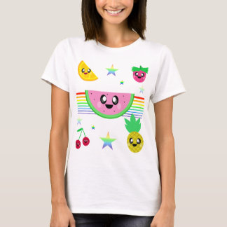T-SHIRT CHEMISE RAINBOW BANDÉES FRUIT KAWAII