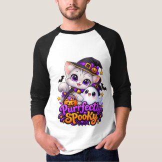 T-shirt Chemise ras-du-cou chat d'Halloween parfaitement e