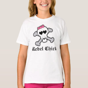 T-shirt Chemise rebelle du crâne w/Crossbones de fille de