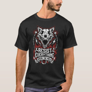 T-shirt Chemise Résister à Tout Loup Graphique sur un Chem