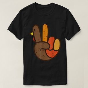 T-shirt Chemise Rétro de Thanksgiving Main de Dinde de la