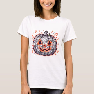 T-shirt Chemise rétro disco citrouille pour femmes Hallowe