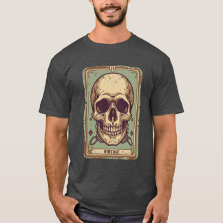 T-shirt Chemise Rétro Gothique avec Illustration de Crâne 