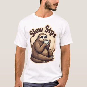 T-shirt Chemise Rétro Mignon Amoureux de Café Paresseux Vi