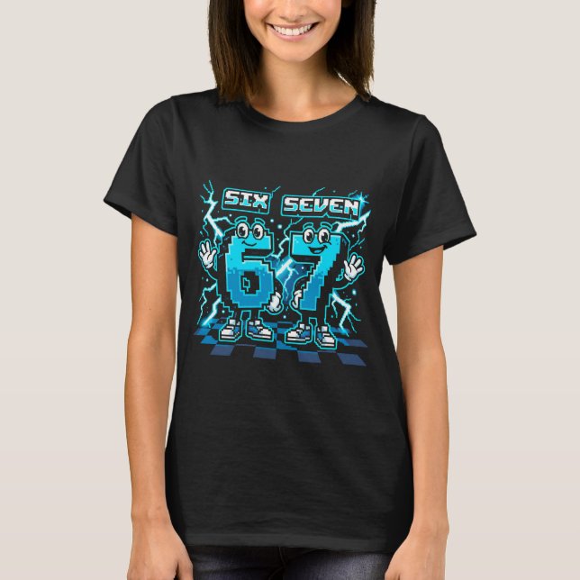 T-shirt Chemise Retro Pixel Art Numéro 67 - Graphisme de j (Devant)
