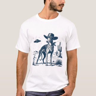 T-shirt Chemise rétro Western Cowboy Whippet désert UFO