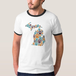 T-shirt Chemise Ringer Empreinte de patte du Michigan