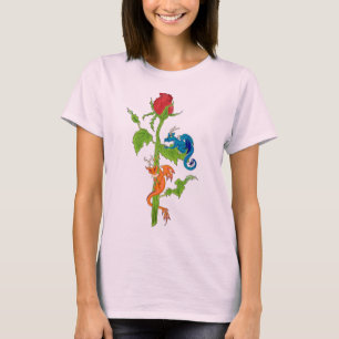 T-shirt Chemise Rose dragon pour dames