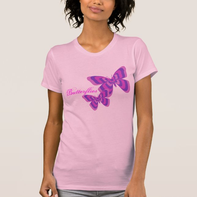 T-shirt Chemise rose et pourpre de papillon (Devant)
