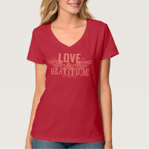 T-shirt Chemise rouge avec texte Amour et Gratitude