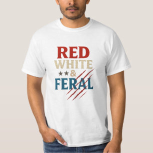 T-shirt Chemise Rouge Blanc Et Férale - Funny Patriotique 