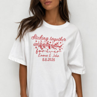 T-shirt Chemise rouge de mariage personnalisée 'Ensemble p