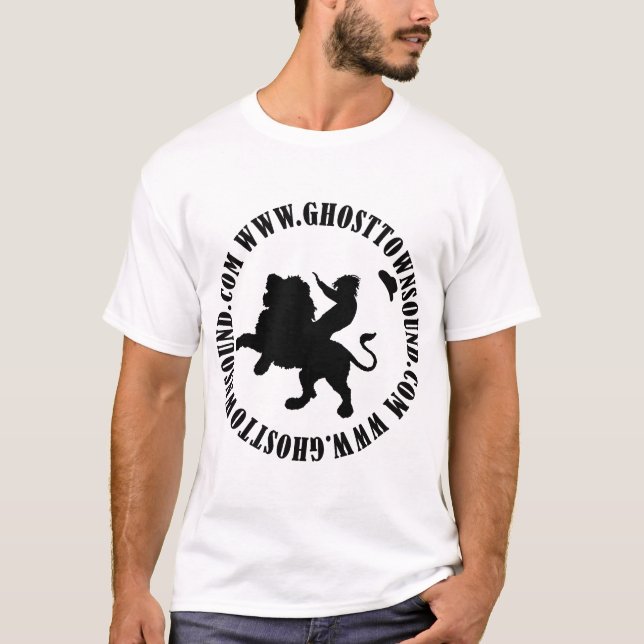 T-shirt Chemise saine w/website de la ville fantôme B&W (Devant)