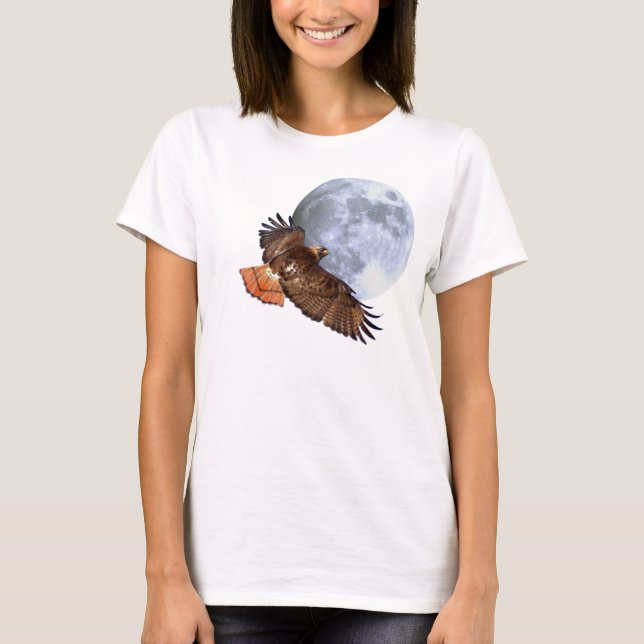 T-shirt Chemise sauvage Red Tail Hawk & Pleine lune (Devant)