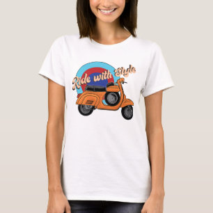 T-shirt Chemise scooter italienne   Ride de style vintage