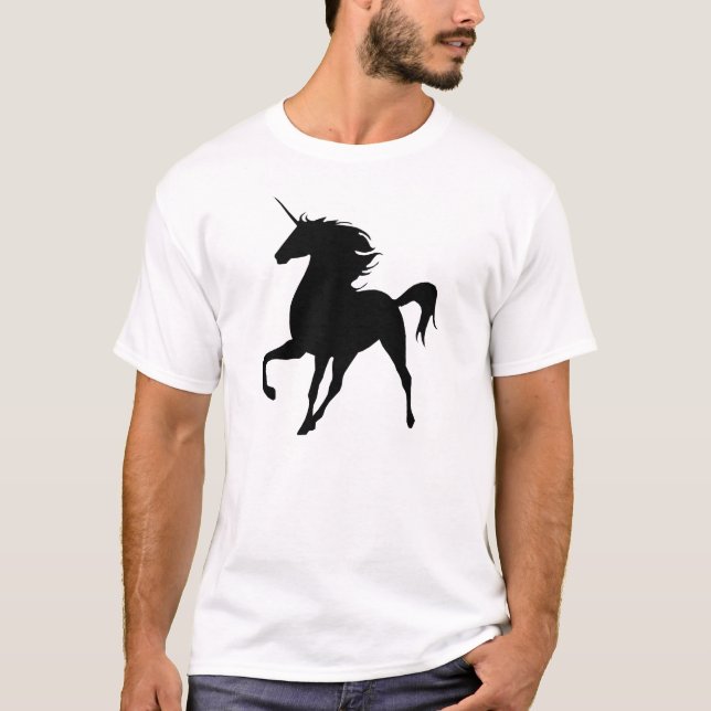 T-shirt Chemise Silhouette Unicorne Noire (Devant)