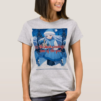 T-shirt Chemise Snow Maiden Anime Girl Noël Globe de Neige