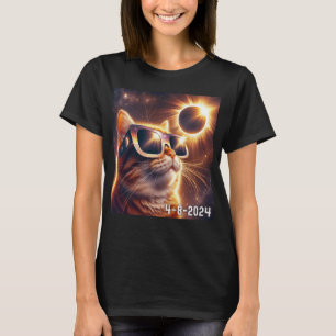 T-shirt Chemise Solaire 2024 Eclipse portant des lunettes