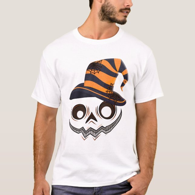 T-shirt Chemise sorcière Citrouille éffrayant - Halloween  (Devant)