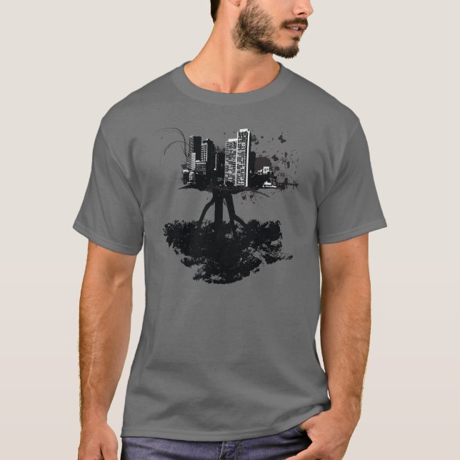 T-shirt Chemise stellaire de ville d'arbre d'encre (Devant)