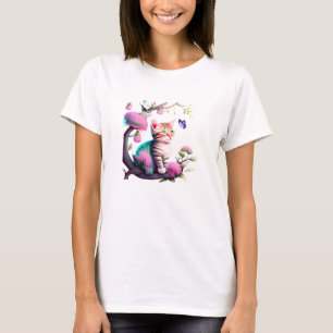 T-shirt Chemise T Acrylique Cute Flower Cat