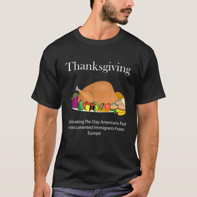 T-shirt Chemise T Anti Thanksgiving Pour Native American I (Devant)