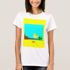 T-shirt Chemise T blanche pour les femmes aux oiseaux jaun